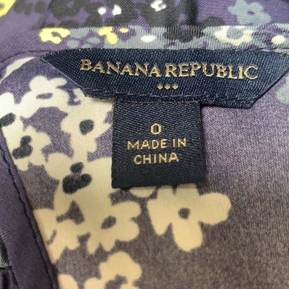 Banana Republic Ruffle Neck Racer Back Floral Mini Dress Blue/Yellow, Sz 0 - Picture 8 of 10